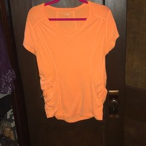 Ruched side orange work out shirt